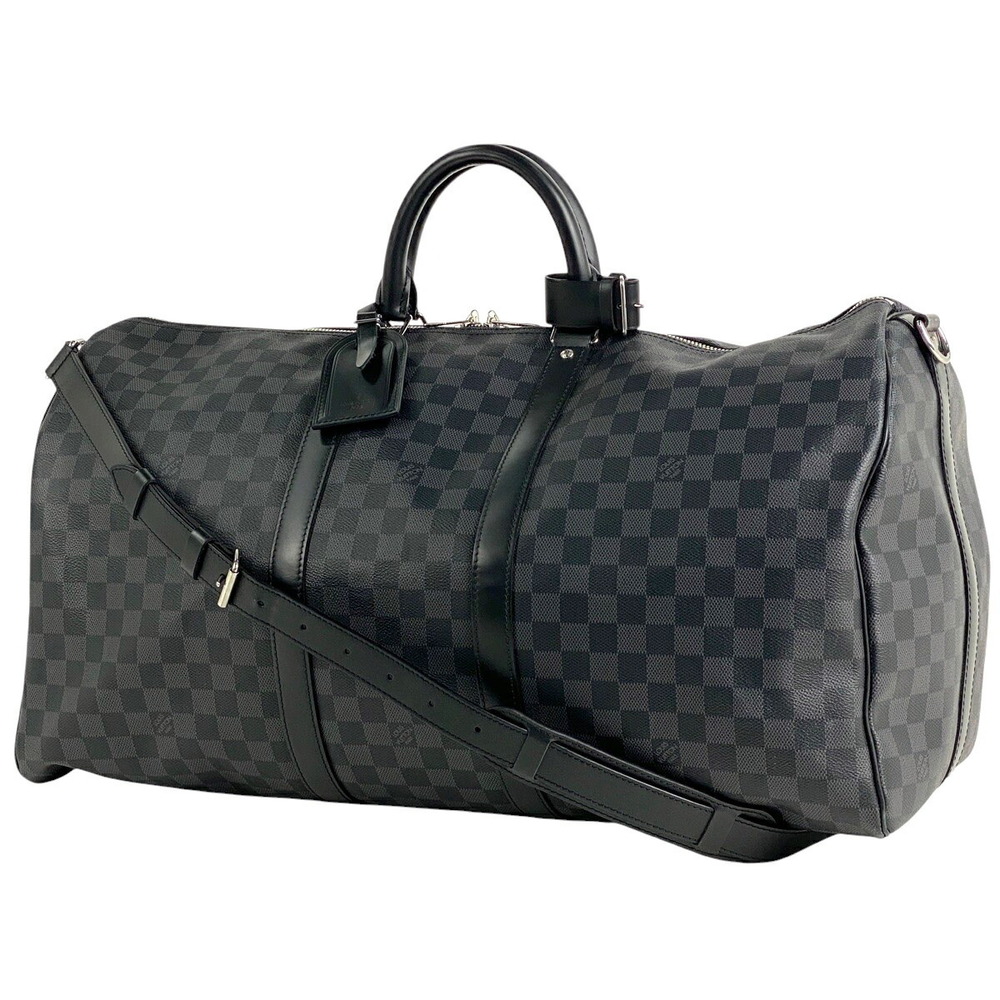 Louis Vuitton Keepall Bandouliere Travel Shoulder Bag Boston Damier Graphite